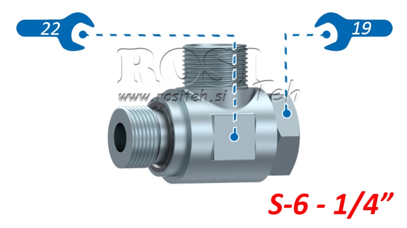 HIDRAULINĖ PASUKAMA KAMPUOTA JUNGTIS SWVE (6S) M14X1,5-BSP 1/4