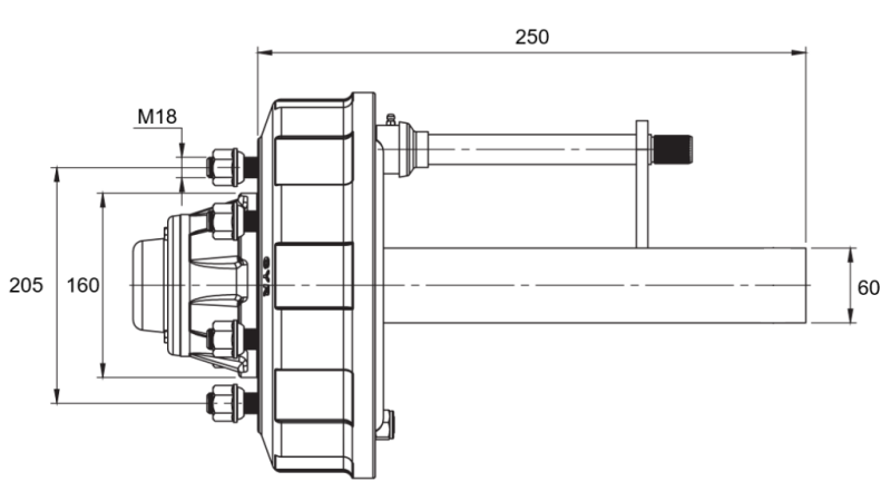 PUSIAŠIS SU STABDŽIAIS - 2700 kg (6 VARŽTAI) - 250 mm