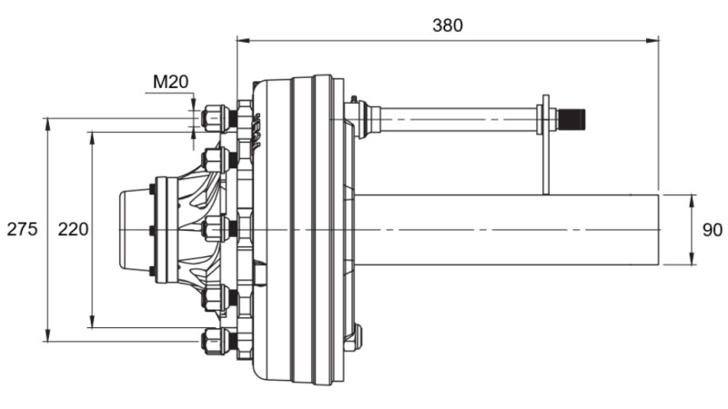 PUSIAŠIS SU STABDŽIAIS - 5000 kg (8 VARŽTAI) - 380 mm