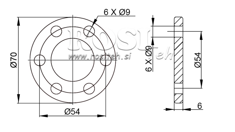 P.T.O. ADAPTER MED FLANGE 6 HÅL  1 3/8