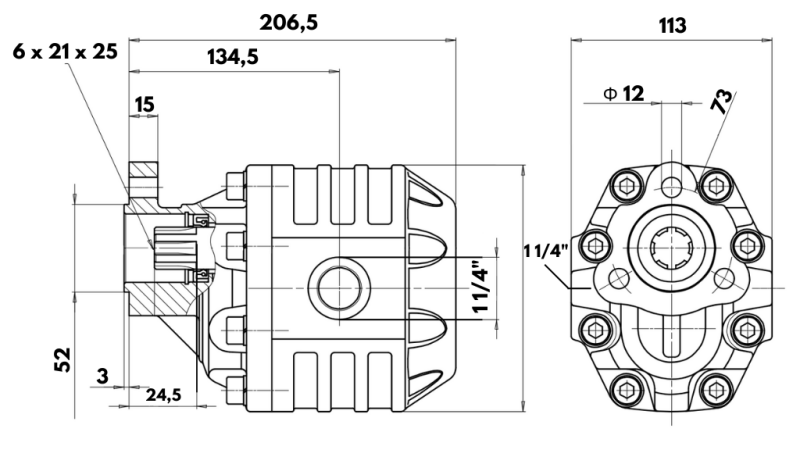 HIDRAULINIS KETAUS SIURBLYS UNI40-109CC-190 BAR KAIRĖ