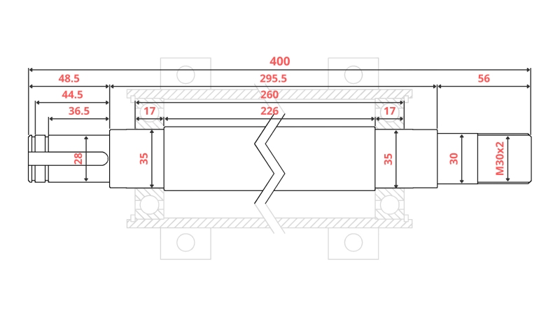 MALMIST KETASSAHA VÕLL 400MM (VASAK KEERE)
