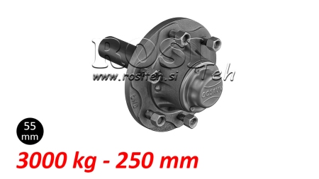 FÉLTENGELY FÉK NÉLKÜL - 3000 kg (6 CSAVAR) - 250 mm