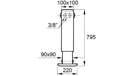 KAKSITOIMINEN HYDRAULINEN TUKIJALKA (100x100x795 mm) - ISKU 500 mm - 3.800 kg