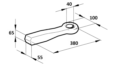 GANCHO DE REBOQUE FIXO FI40 55x65 L380 - 10.000/1.500KG