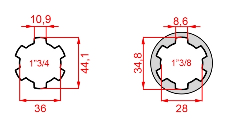 KARDANADAPTERI TAPILLA 1-3/8 → 1-3/4 (165 mm)