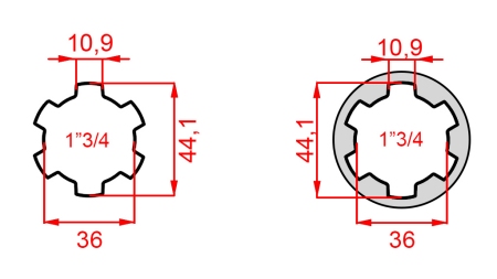 KARDANADAPTERI TAPILLA 1-3/4 → 1-3/4 (165 mm)