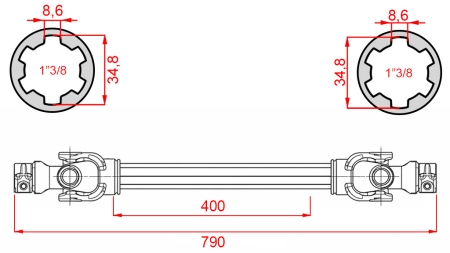 ECO KARDANOVÝ HŘÍDEL 790mm 35-60HP STANDARD