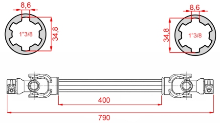 ECO КАРДАНЕН ВАЛ 790mm 35-60HP СТАНДАРТ