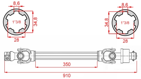 ECO KARDANAKSELI 910mm 30-75HP VAPAAKYTKIMELLÄ