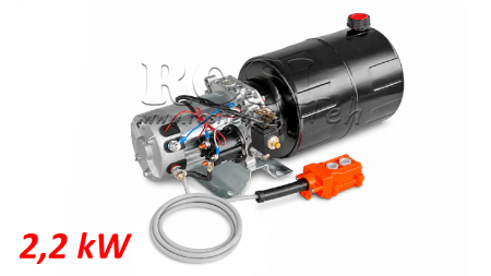 MINI HYDRAULIKAGGREGAT 24V DC - 2.2kW = 2.1cc - 8 lit - enfasig montering (metall)