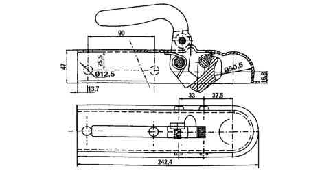 AUTOMOBILIO PRIKABINIMO KABLIUKAS KVADRATINIS 50