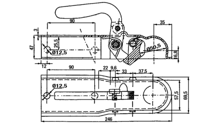 AUTOMOBILIO PRIKABINIMO KABLIUKAS KVADRATINIS 60
