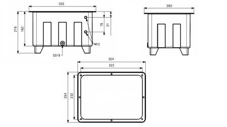 RÉSERVOIR POUR AGRÉGAT HYDRAULIQUE TYPE MPN 12 LIT - dimensions