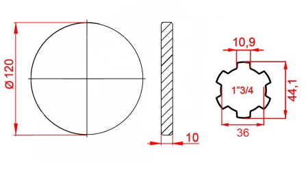 KARDANADAPTERI LAAIPALLA 1-3/4 (120 mm)