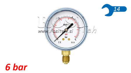 MANOMETRAS DN63 VERTIKALUS 0 - 6 BAR - 1/4