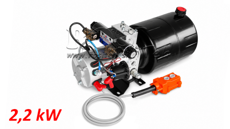 MINI HIDRAULINIS JĖGOS BLOKAS 24V DC - 2.2kW = 2.1cc - 8 lit - dvipusis įrenginys (metalinis)