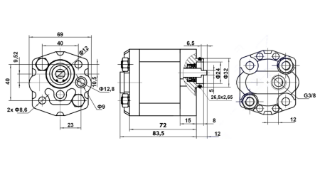 HIDRAULINIS SIURBLYS 10C2,1X302 2,1 CC DEŠINĖ