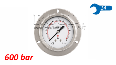 MANOMETRAS DN63 GALINIS 0 - 600 BAR - 1/4
