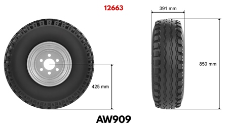 15.0/55-17 PNEUMATIC AW909 14PL WITH RIM 13,00X17