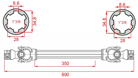 ECO KARDANAKSELI 890mm 30-75HP STANDARDI