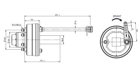 PUSIAKSE SU STABDŽIAIS 5.250 KG L.290 MM