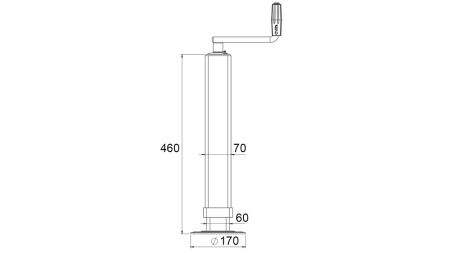 SRIEGINĖ ATRAMINĖ KOJA (AUKŠTIS 460 mm - EIGA 320 mm) - 1.000 kg