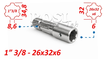 KARDANO ADAPTERIS IŠ 26x32x6 (6 DANTYS) Į 1-3/8 (145 mm)