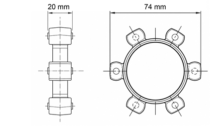 ŽVAIGŽDINĖ MOVA GUMINIAM ĮDĖKLUI ND16-ND17 (74mm)