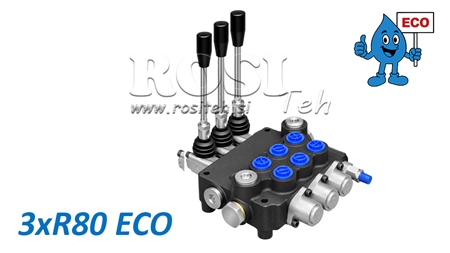 HIDRAULINIS RANKINIS VOŽTUVAS – 3 SEKCIJŲ SKIRSTYTUVAS 3xR80 ECO