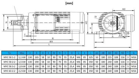 ELEKTRINIS VARIKLIS CIKLINIS 230V-1.8kW-2790rpm MYC 58 3-2