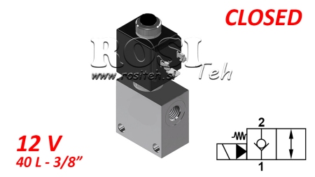 2 ÍRÁNYU SZELEP 3/8 (NC) 12V - 40lit