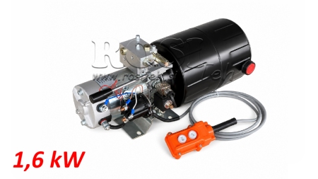 MINI HIDRAULIKUS EGYSÉG 12V DC - 1,6kW = 2,1cc - 8 lit - egyirányú egység KÉZI SZIVATTYÚVAL