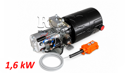 MINI HIDRAVLIČNI AGREGAT 12V DC - 1,6kW = 2,1cc - 8 lit - enosmerni sklop Z ROČNO ČRPALKO