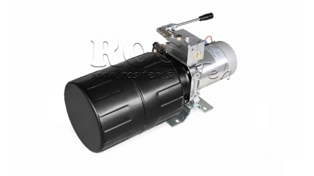 MINI HIDRAULIKUS EGYSÉG 12V DC - 1,6kW = 2,1cc - 8 lit - egyirányú egység KÉZI SZIVATTYÚVAL