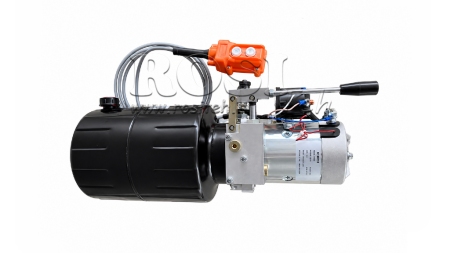 MINI HIDRAULIKUS EGYSÉG 12V DC - 1,6kW = 2,1cc - 8 lit - egyirányú egység KÉZI SZIVATTYÚVAL