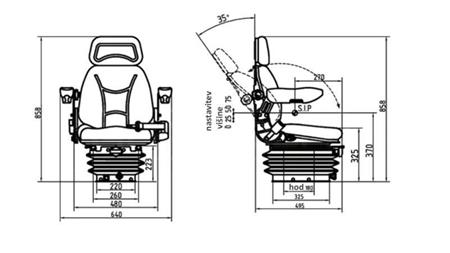 SIÈGE UNIVERSEL POUR TRACTEURS ET MACHINES AVEC ACCOUDOIRS CONFORT