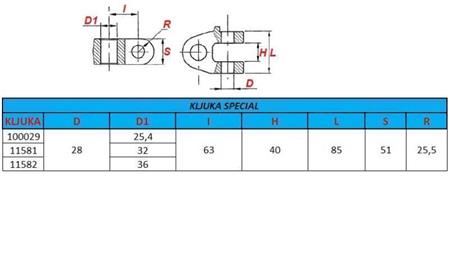 crochet spécial fi32 pour dispositif de traction catégorie 3