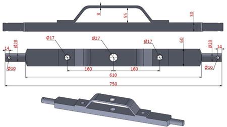 TRAUKTUVAS HIDRAULINIS KATEGORIJA 2 SU MONTAVIMO LAIKIKLIU (L-750mm)