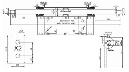 VALDYMO CILINDRAS DVIŠALIS 60/35-250