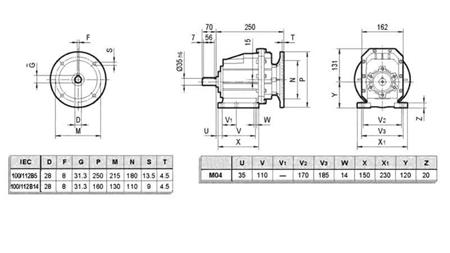 ERC04 REDUKTOR ELEKTRIMOOTORILE MS100 (2.2-3-4kW) SUHE 25:1