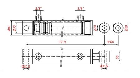 HYDRAULINEN SYLINTERI VAUNUN VETÄMISEEN - REIKÄ 70/40-3500