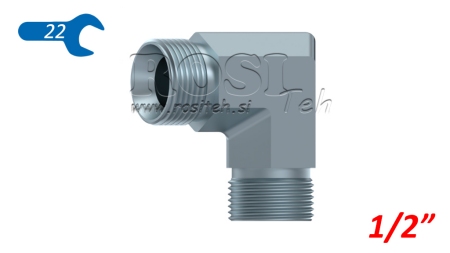 HIDRAULINIS KAMPAS 90° BSP TRUMPAS VYRAS-VYRAS 1/2
