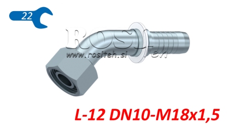 HIDRAULINĖ SĄSAJA DKOL 12 L SU Moterišku ELBOW 45 DN10-M18X1,5