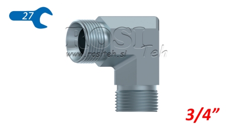 HIDRAULINIS KAMPAS 90° BSP TRUMPAS VYRAS-VYRAS 3/4
