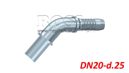 HIDRAULIKUS CSŐÁTMENETI KÖNYÖK CSATLAKOZÓ 45° DN20-d.25
