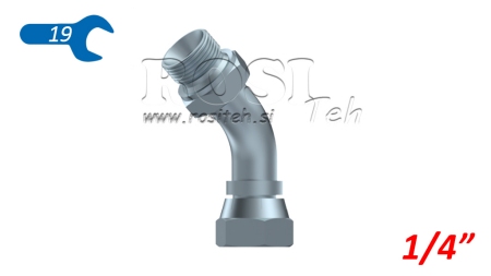 ХИДРАВЛИЧЕН ЛАКЪТ 45° BSP МЪЖКИ-ЖЕНСКИ 1/4