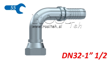CONEXÃO HIDRÁULICA BSP FÊMEA CURVA 90° DN32-1 1/2