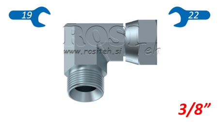 HIDRAULINIS KAMPAS 90° BSP TRUMPAS SUKAMAS VERŽLIU-VYRIŠKAS 3/8