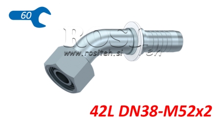 HÜDRAULILINE ÜHENDUS DKOL 42L NAISTE ELBOW 45 DN38-M52X2